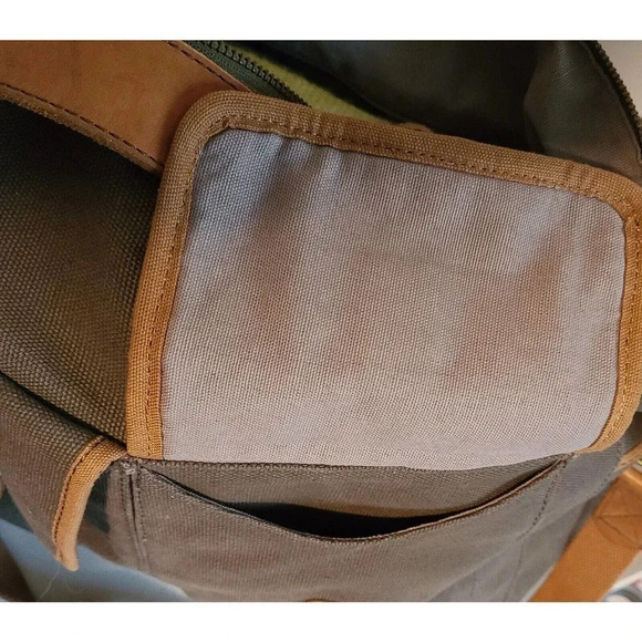 FOSSIL DUFFEL 1954 LONG LIVE VINTAGE LEATHER GREEN CANVAS MILITARY STYLE BAG LG - Picture 12 of 16